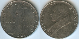Ватикан 100 Лир 1957