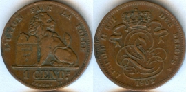 Бельгия 1 сантим 1902
