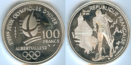 Франция 100 Франков 1991 Лыжник
