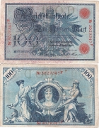 Германия 100 Марок 1908 Красная печать (старая цена 130р)
