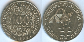 Западная Африка 100 Франков 1990