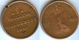 Норвегия 1/2 Скиллинга 1841