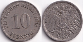 Германия 10 пфеннигов 1914 А