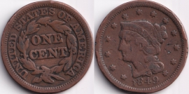 США 1 цент 1849