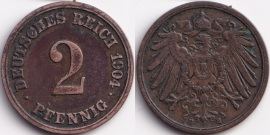 Германия 2 пфеннига 1904 E