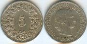 Швейцария 5 раппенов 1899