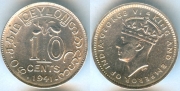 Цейлон 10 центов 1941