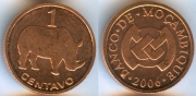 Мозамбик 1 сентаво 2006 Носорог (старая цена 40р)