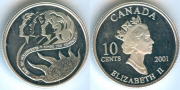 Канада 10 центов 2001 серебро