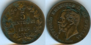 Италия 5 чентезимо 1862