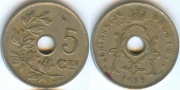 Бельгия 5 сантимов 1923 Belgie