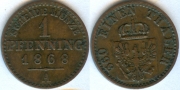 Германия 1 пфенниг 1868