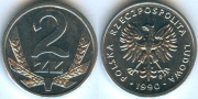 Польша 2 Злотых 1990 UNC