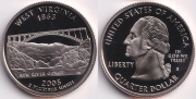 США 25 центов 2005 Западная Вирджиния S ПРУФ