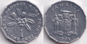 Ямайка 1 цент 1991 ФАО