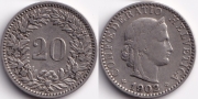 Швейцария 20 раппенов 1902