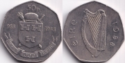 Ирландия 50 пенсов 1988 1000 лет Дублину