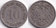 Германия 10 пфеннигов 1906 D