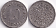 Германия 10 пфеннигов 1908 E
