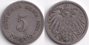 Германия 5 пфеннигов 1901 A