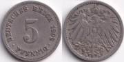 Германия 5 пфеннигов 1902 A