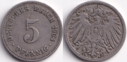 Германия 5 пфеннигов 1904 A