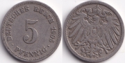 Германия 5 пфеннигов 1905 A