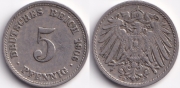 Германия 5 пфеннигов 1906 D