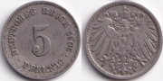 Германия 5 пфеннигов 1906 E