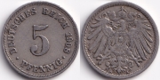 Германия 5 пфеннигов 1908 A