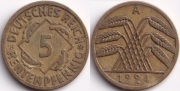 Германия 5 рентенпфеннигов 1924 А