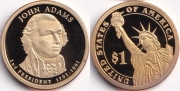 США 1 Доллар 2007 S Джон Адамс ПРУФ