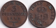 Германия Пруссия 3 пфеннига 1861 A