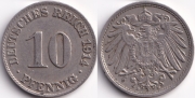 Германия 10 пфеннигов 1914 D