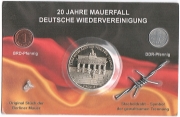 Германия 2 монеты + жетон 20 лет падения берлинской стены (старая цена 3500р)