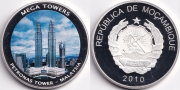 Мозамбик Монетовидный жетон 2010 Башни Петронас в Малайзии PROOF (старая цена 750р)