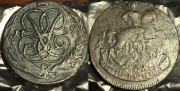 1 копейка 1759 Толстая монета 3мм Редкая!