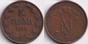 Русская Финляндия 10 пенни 1908