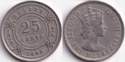 Белиз 25 центов 1993