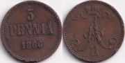 Русская Финляндия 5 пенни 1866