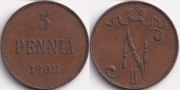 Русская Финляндия 5 пенни 1908