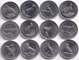 Набор - Турция 12 монет 1 куруш 2020 Анталийские птицы (алюминий)