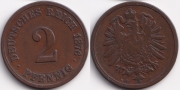 Германия 2 пфеннига 1876 F