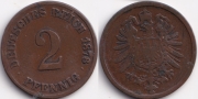 Германия 2 пфеннига 1876 G