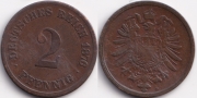 Германия 2 пфеннига 1876 H