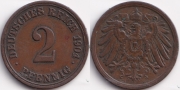 Германия 2 пфеннига 1904 А