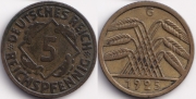 Германия 5 рейхспфеннигов 1925 G