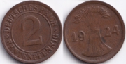 Германия 2 рентенпфеннига 1924 G