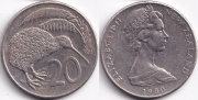 Новая Зеландия 20 центов 1980