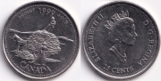 Канада 25 центов 1999 Август